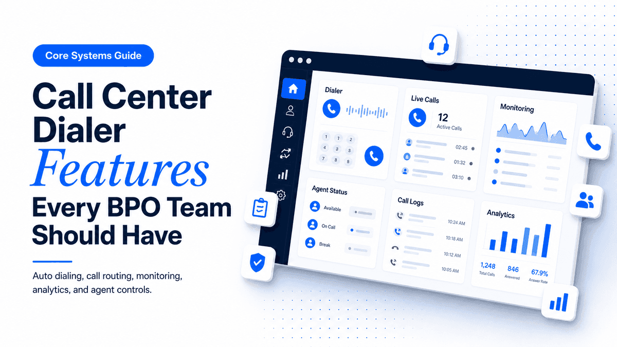 Illustration for the blog post: Call Center Dialer Features Every BPO Team Should Check Before Scaling